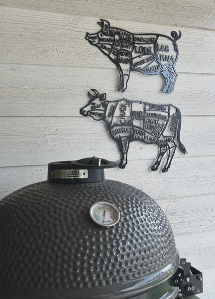 Afbeelding in Gallery-weergave laden, Butcher Cut wanddecoratie - varken en koe (set)
